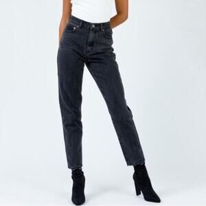 NWT Princess Polly Zaiden Denim Jeans Women's US 12 Black Straight High Rise